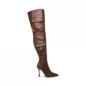 Botas Hasta La Rodilla Steve Madden Brittany Mujer Marrom | 1895234-GZ