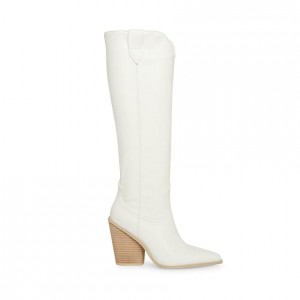 Botas Hasta La Rodilla Steve Madden Bronco Western Mujer Blancos | 4389761-TK