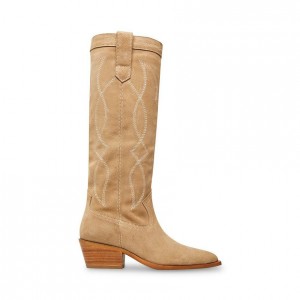 Botas Hasta La Rodilla Steve Madden Frayda Western Mujer Marrom | 3892145-QJ