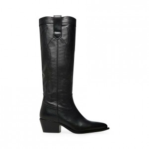 Botas Hasta La Rodilla Steve Madden Frayda Western Mujer Negros | 5971238-CR