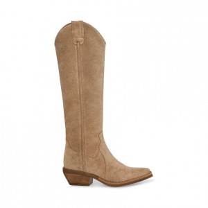 Botas Hasta La Rodilla Steve Madden Heard Western Mujer Grises Marrom | 2706485-SD