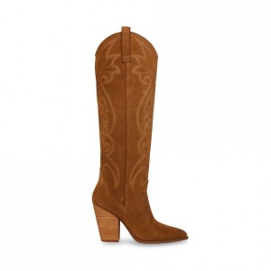 Botas Hasta La Rodilla Steve Madden Lasso Western Mujer Marrom | 9382640-LP