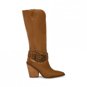 Botas Hasta La Rodilla Steve Madden Lennon Western Mujer Marrom | 2135076-KJ