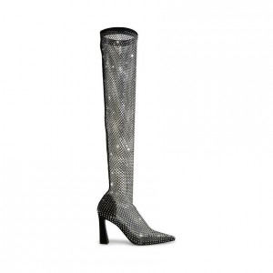 Botas Hasta La Rodilla Steve Madden Sapphire Rhinestone Mujer Blancos | 5670824-VI