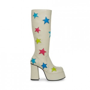 Botas Hasta La Rodilla Steve Madden Stardust Mujer Blancos Multicolor | 9613472-HN