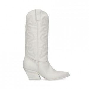 Botas Hasta La Rodilla Steve Madden West Western Mujer Blancos | 1853472-IS
