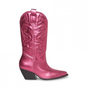 Botas Hasta La Rodilla Steve Madden West Western Mujer Rosas Metal | 9837462-YP