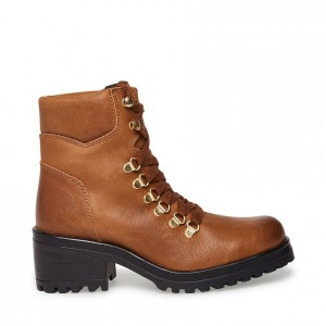 Botines Steve Madden Cognac Leather Mujer Marrom | 2074368-QU