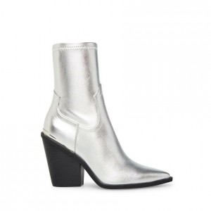 Botines Steve Madden Striker Mujer Plateados | 5986742-KW
