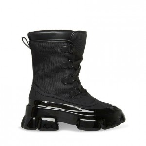 Botines Steve Madden Trench Lace Up Cold Weather Mujer Negros | 0523489-IX
