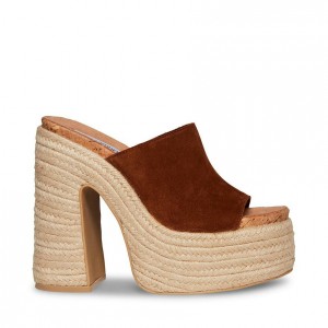 Mulas Steve Madden Becca Espadrille Block Mujer Marrom | 4193270-EF