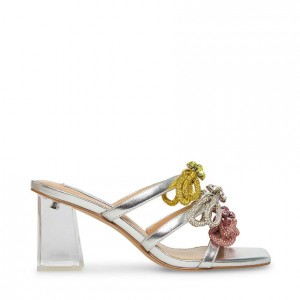 Mulas Steve Madden Lover Square Toe Block Mujer Plateados Multicolor | 6439801-HD