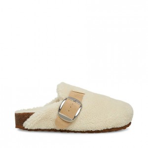 Pantuflas Steve Madden Cuddle Slip On Clog Mujer Blancos | 4890351-QC