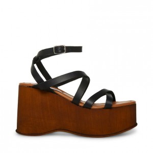 Platform Steve Madden Avril Wood Bottom Mujer Negros | 5024317-OA
