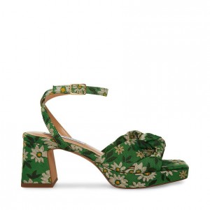 Platform Steve Madden Bettina Floral Square Toe Block Mujer Grises | 6817095-ID