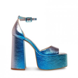 Platform Steve Madden Kassiani Blue Super Block Mujer Rosas Azules | 0792584-ML