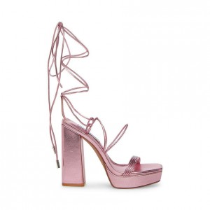 Platform Steve Madden Manzie Leg Tie Mujer Rosas Metal | 0624175-YV
