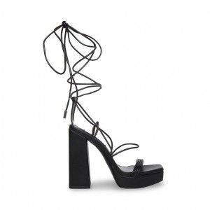 Platform Steve Madden Manzie Leg Tie Mujer Negros | 2597608-BX