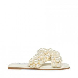Sandalias Steve Madden Duri Pearl Square Toe Mujer Blancos | 3016725-OI
