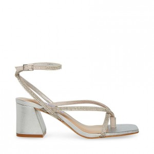 Tacones Steve Madden Alaina-r Strappy Square Toe Mujer Plateados | 0158749-JR