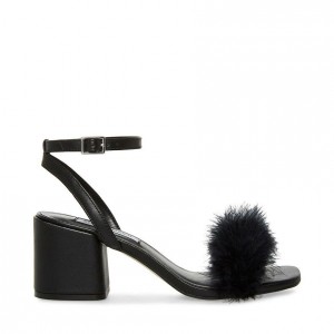 Tacones Steve Madden Audrina-f Feather Block Mujer Negros | 5217904-XE