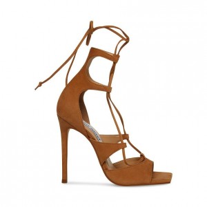 Tacones Steve Madden Carol Square Toe Lace Up Mujer Marrom | 2019765-CO