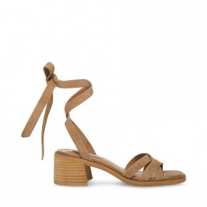 Tacones Steve Madden Cory Strappy Lace Up Block Mujer Beige | 8970451-PB