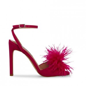 Tacones Steve Madden Crush Square Toe Feather Strappy Mujer Rosas | 5796320-HU