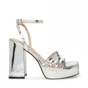 Tacones Steve Madden Disco Mujer Plateados | 4961320-TM