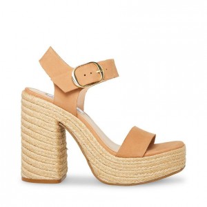 Tacones Steve Madden Janice Espadrille Block Mujer Marrom | 3046952-JR