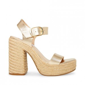 Tacones Steve Madden Janice Espadrille Block Mujer Dorados | 1942075-TN
