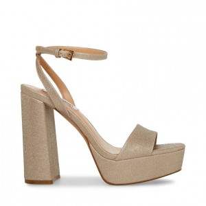 Tacones Steve Madden Lessa Glitter Mujer Dorados | 1897325-TS