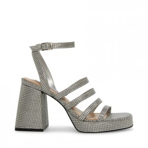 Tacones Steve Madden Marilyn Strappy Mujer Plateados | 9637021-VL