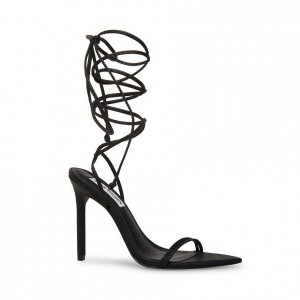 Tacones Steve Madden Premier Strappy Lace Up Mujer Negros | 2630147-DX