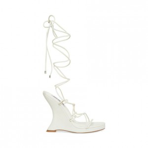 Tacones Steve Madden Rezy Strappy Lace Up Mujer Blancos | 2538907-ZD