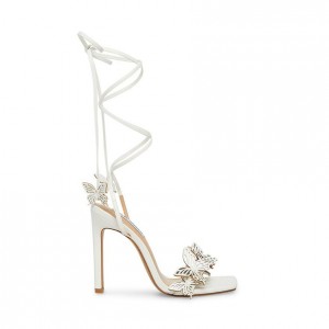 Tacones Steve Madden Utopia Butterfly Lace Uped Mujer Blancos | 8274503-DQ