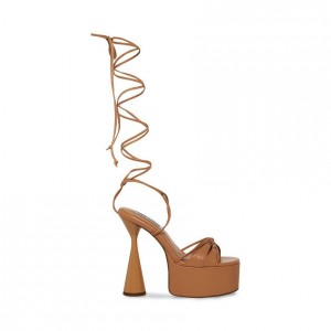 Tacones Steve Madden Yasmyn Lace Up Strappy Mujer Beige | 6521937-MZ