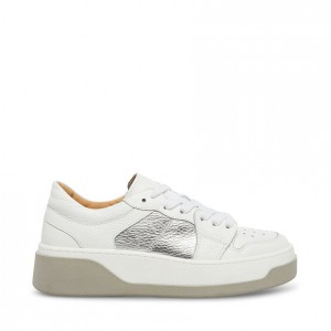 Tenis Steve Madden Joey Low Top Mujer Blancos Plateados | 3457809-HI