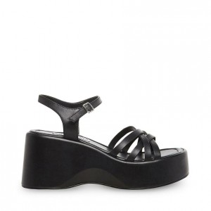 Zapatos Cuña Steve Madden Crazy 30 Strappy Mujer Negros | 2186357-JU