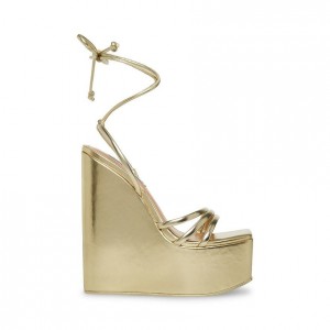Zapatos Cuña Steve Madden Isla Metal Mujer Dorados | 6753482-QM