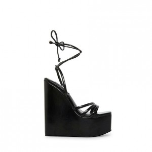 Zapatos Cuña Steve Madden Isla Mujer Negros Metal | 5427618-EC