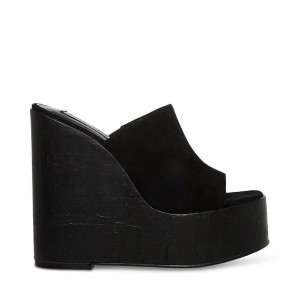 Zapatos Cuña Steve Madden Joanne Mujer Negros | 7310586-ZM