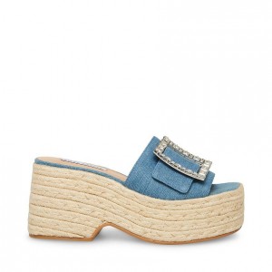 Zapatos Cuña Steve Madden Solana Espadrille Mujer Azules | 6049178-HA